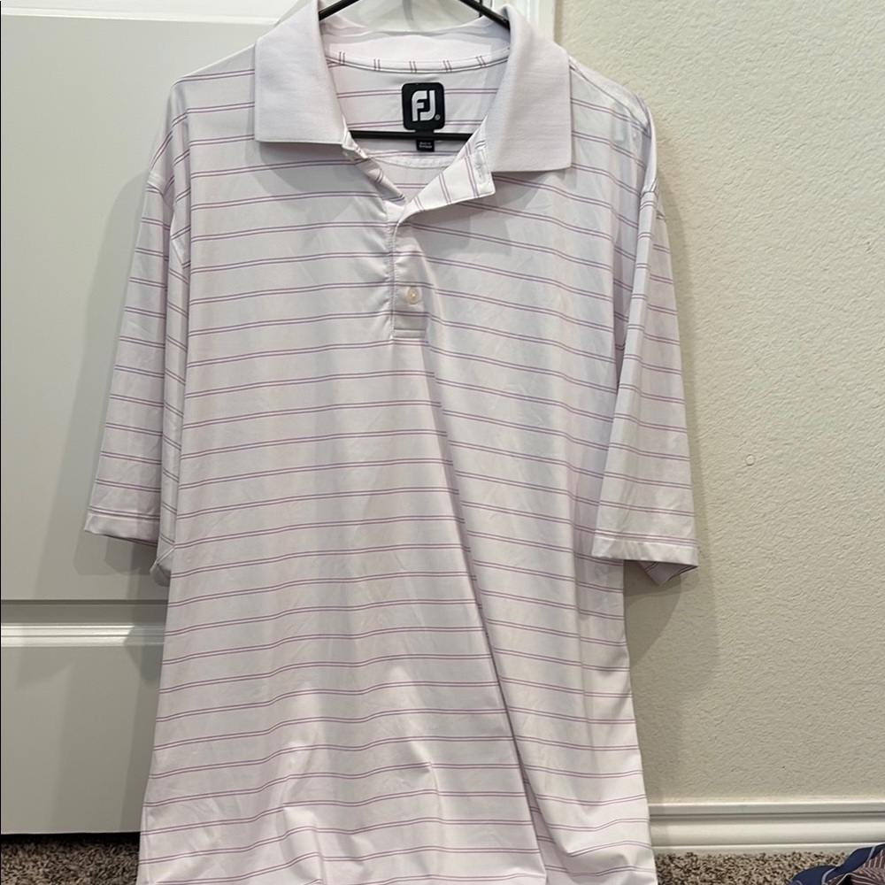 FootJoy White and Purple Polo Shirt Classic Stripes